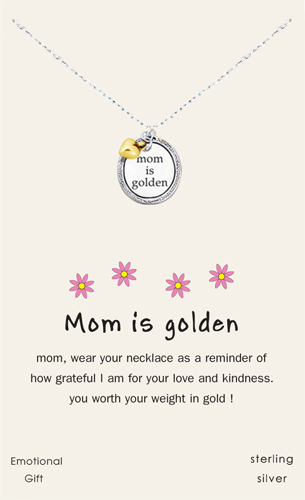 Mom is golden silver pendant